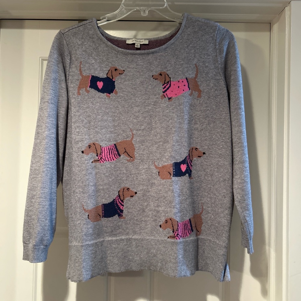 Gray Sweater with Dachshund Design - Picture 2 of 7